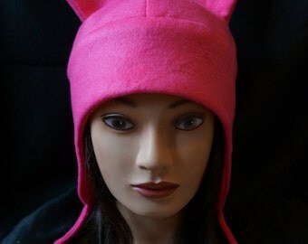 Inspired By Bob&#39;s Burgers Louise Belcher Women&#39;s Look Alike Pink Fleece Bunny Hat