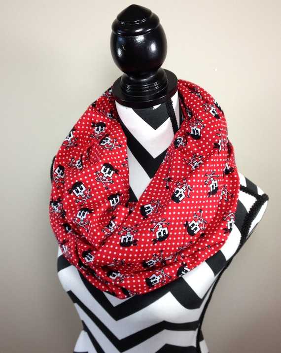 Items similar to Pirate Scarf, Skull Scarf, Pirate Skeleton Scarf, Red ...