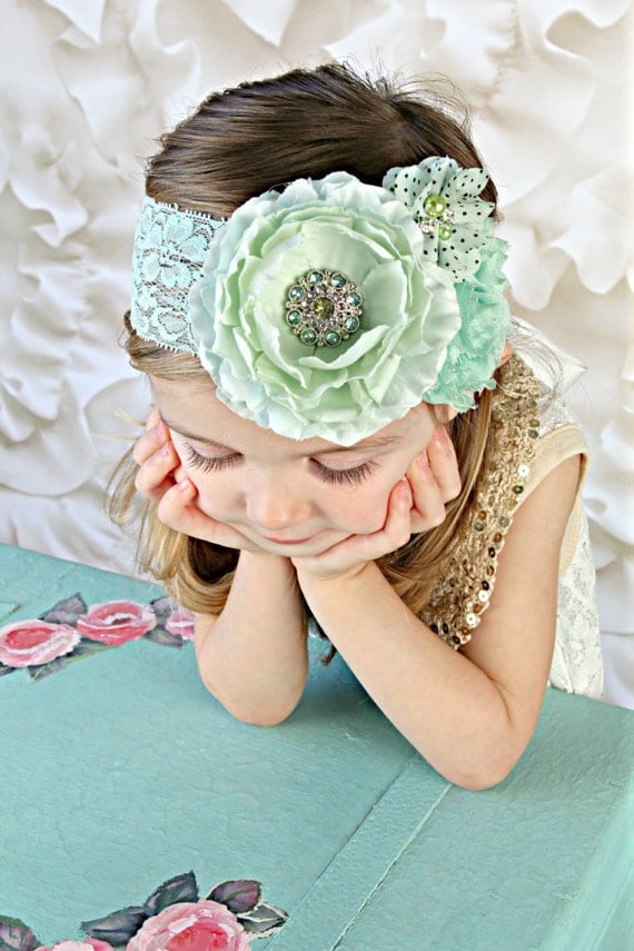 mint headband mint green OTT rannie by AverysKnitAndStitch on Etsy