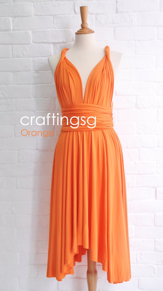 Bridesmaid Dress Infinity Dress Orange Knee Length Wrap