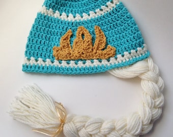 Crochet Snow Queen Hat - Snow Queen Hat - Elsa Crochet Hat - Frozen Snow Queen - Snow Queen Dress Up - Character Hat - Elsa Hat
