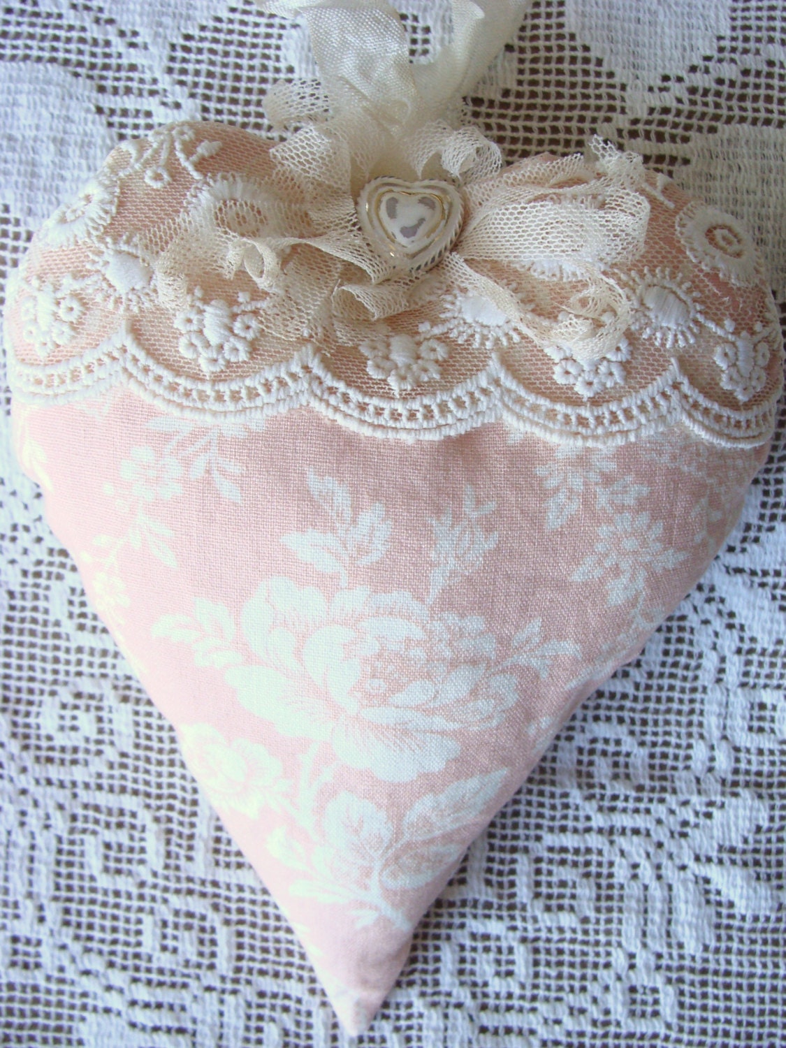 shabby fabric heart lace heart ornament stuffed heart fabric shabby fabric heart lace heart ornament stuffed heart fabric