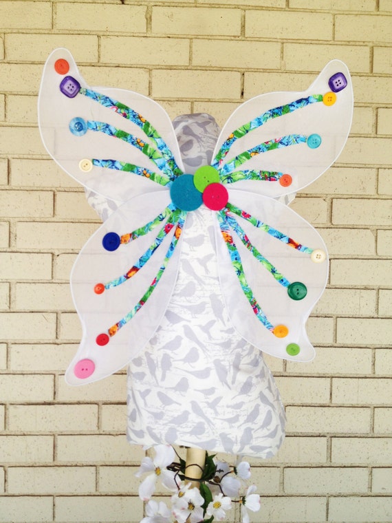 White Fairy Wings With Button Accents (Made by The Button Fairy)