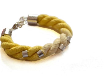 Cotton rope tie dye yellow white spring bracelet, summer colorful bracelet