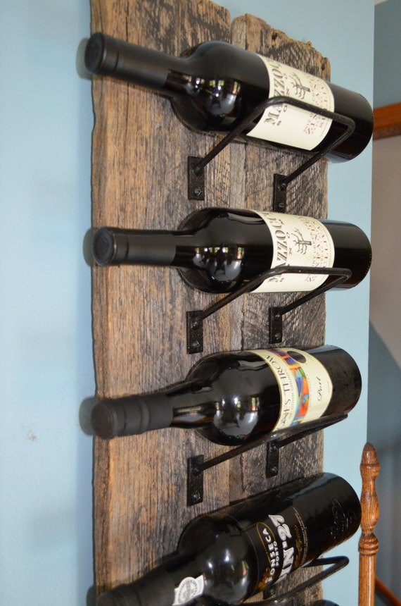 Rustic Barnwood wine rack 6 bottle holder on by WineStaveCrafts