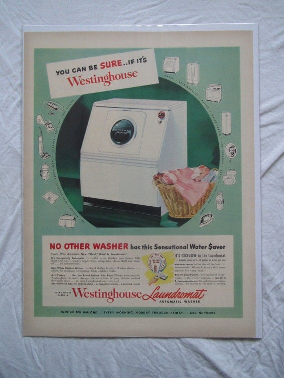 Vintage Westinghouse Washing Machine Advertisement by Retrolane91