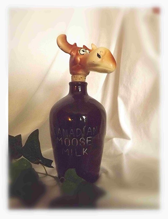 Vintage Decanter Canadian Moose Milk Jug / Jar Redware Whiskey