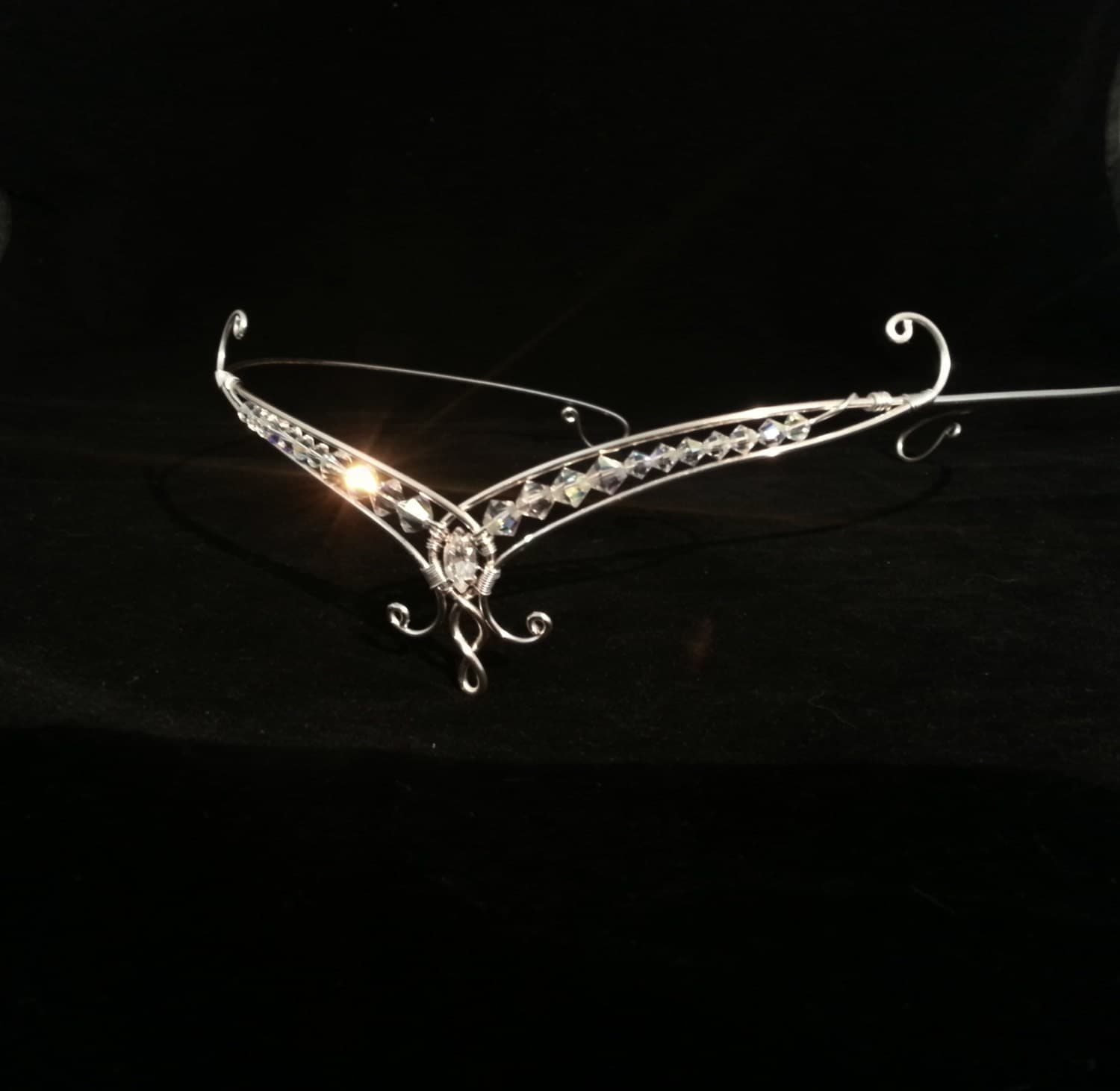 Elven tiara circlet crystal headpiece silver crown medieval