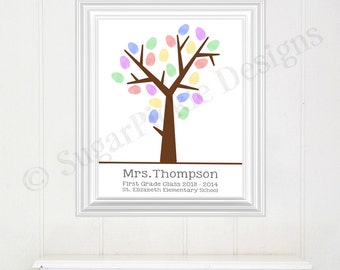 Teacher Gift, Teacher Fingerprint Tree, Classroom Fingerprint Tree, Teacher's Tree, Teacher Gift, end of year gift, class gift,