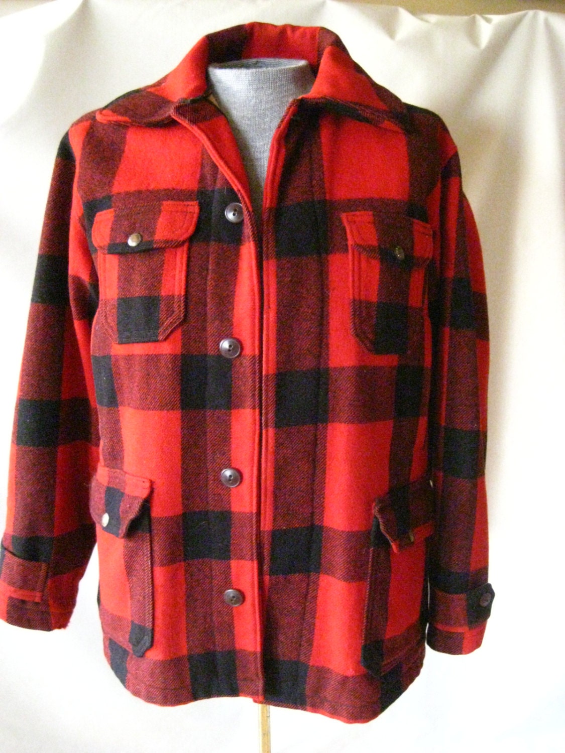 Woolrich Red and Black Plaid Mens Jacket Coat by NorthPondVintage