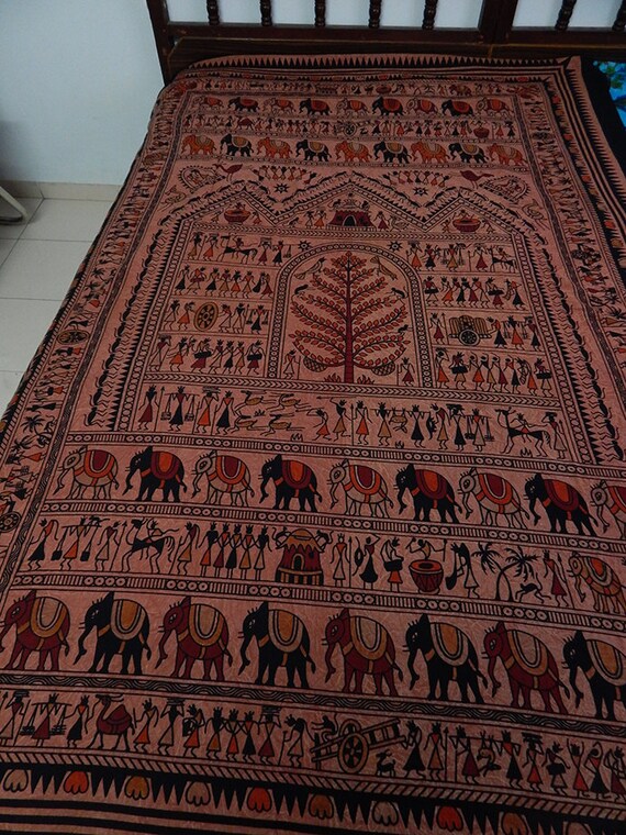 Warli art Tapestry Wall tapestry Indian Tapestry by Indianparadise