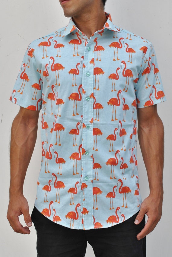 Flamingo Short Sleeve Button-Up Shirt