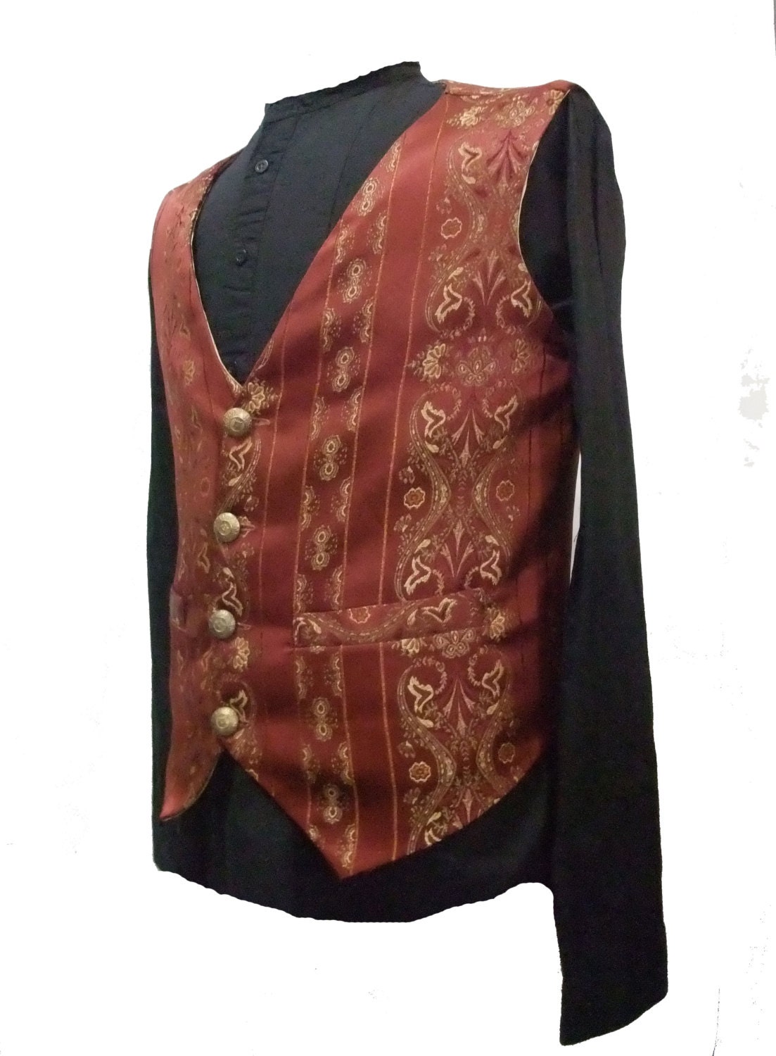 Steampunk Mens Brown and gold brocade vest
