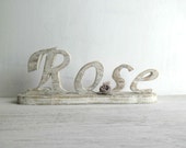 Wooden home decor "Rose" - wooden letters shabby country chic white MADE TO ORDER