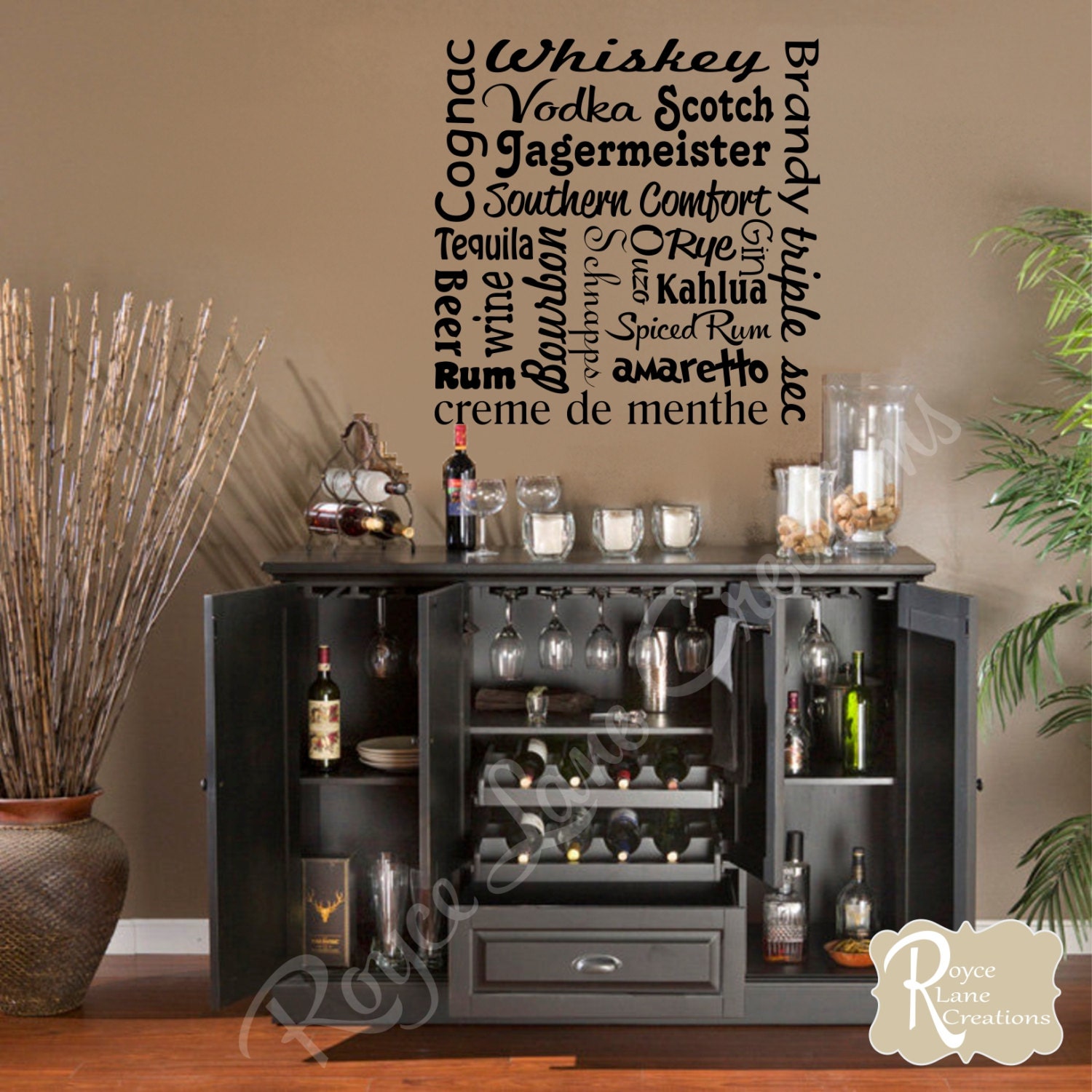  Bar  Wall  Decal Liquor Names Word Art  Bar  Wall  Decor  Bar  Art 