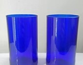 Handcrafted Upcycled Beautiful Cobalt Blue Beer Bottle Drinking Glasses Set