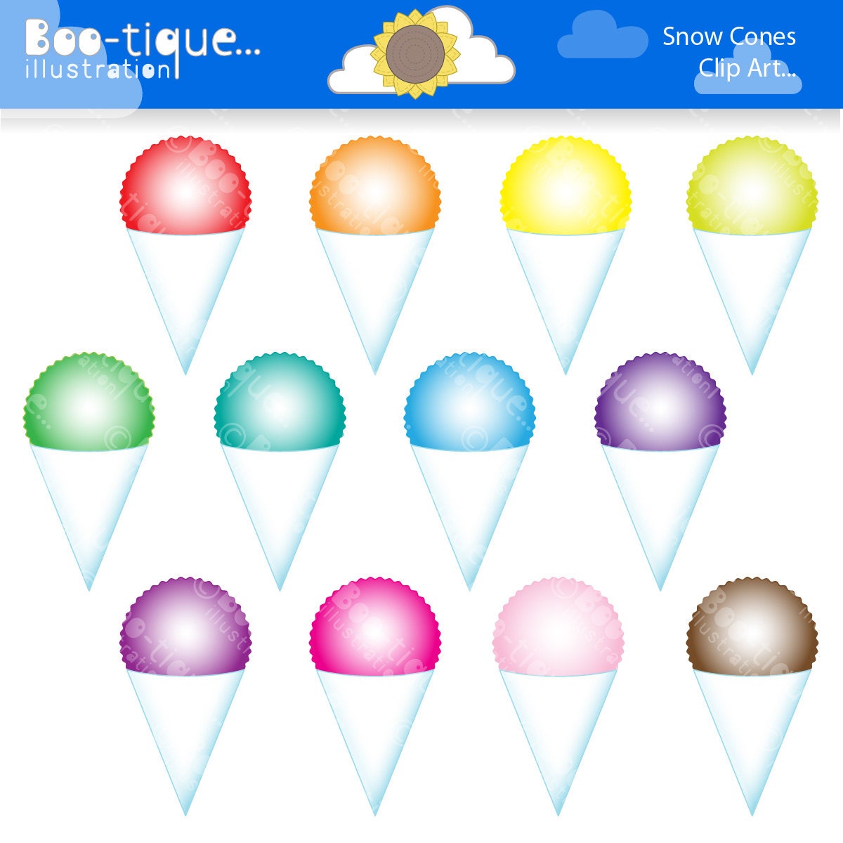 Snow Cones DIgital Clipart for Instant Download. Snow ...