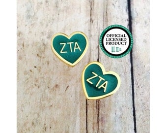 Zeta Tau Alpha Enamel Heart Stud Earrings | Sorority Earrings | Zeta Tau Alpha Earrings | ZTA Earrings | Enamel Earrings | Zeta Earrings