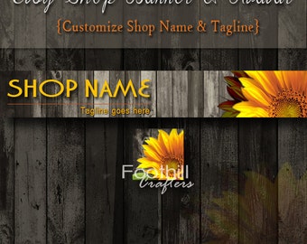 Etsy Shop Sunflower Banner And Matching Avatar Premade Flower On Wood Background Customize Etsy Shop Sunflower Banner And Matching Avatar Premade Flower On Wood Background Customize