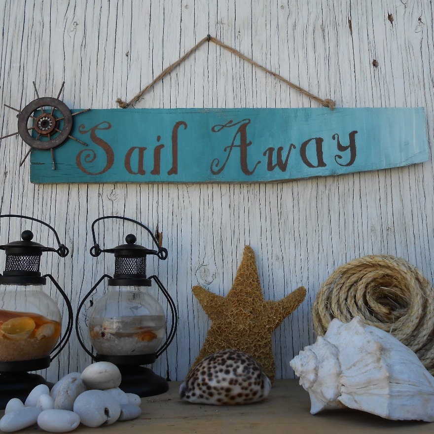 Hand Painted Nautical Wood Sign Reclaimed Wood Sign by Mae2Designs