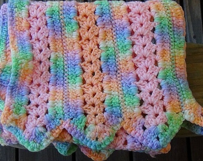 Blanket - Baby Blanket - Changing Blanket - Babyghan - Pastel Rainbow Crochet Afghan