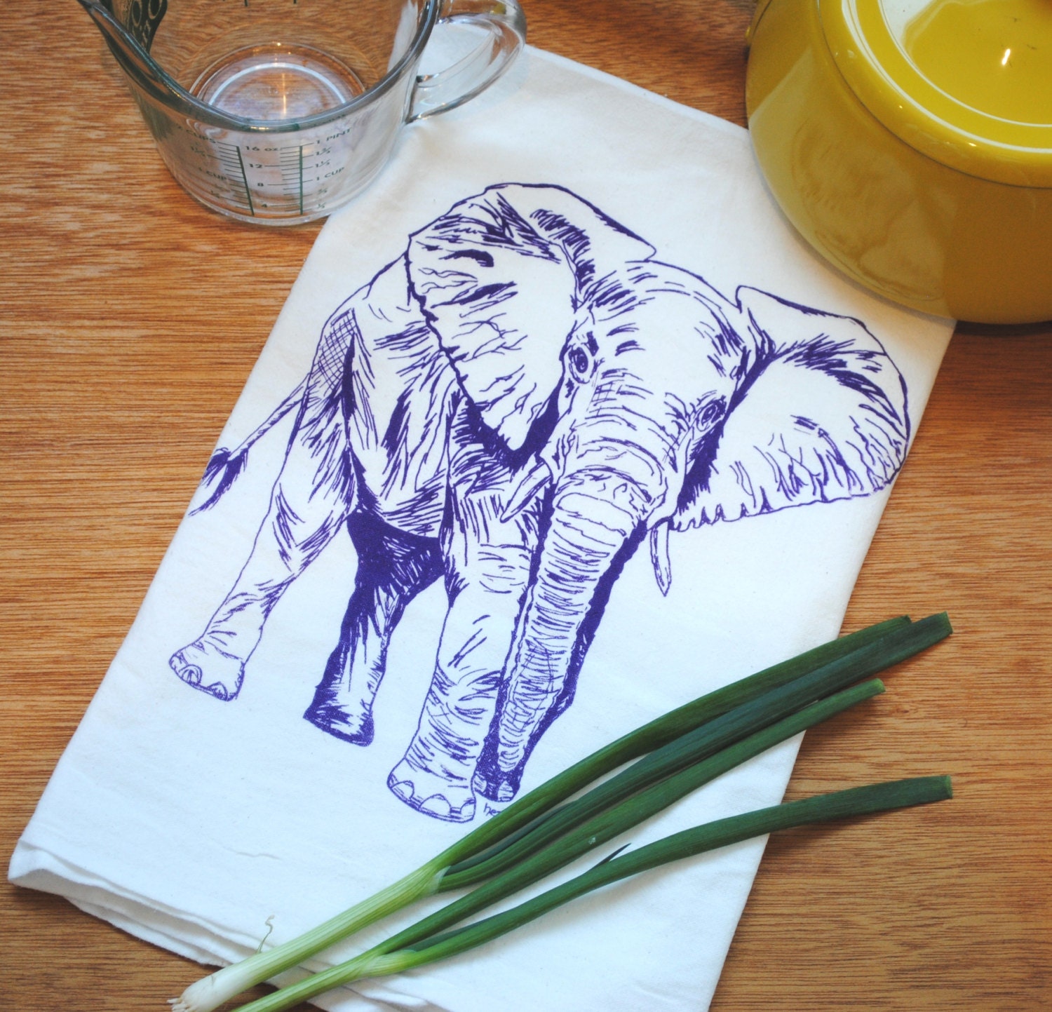 Tea Towel Screen Printed Organic Cotton Tea Towel Purple