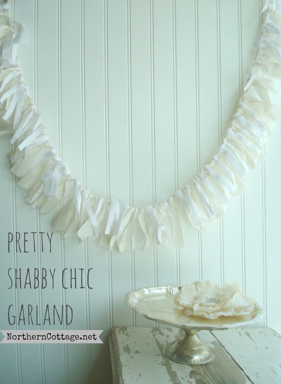 Soft Shabby Chic FABRIC Garland Ribbon Banner Boutique