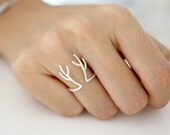Adjustable Deer Horn,Rain Deer ring, Stag ring, Antler ring