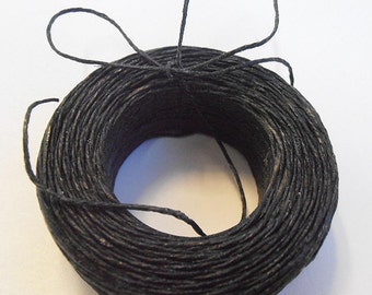 45 yd 3 Ply WAXED Linen - BLACK Bead Cord - Thread .4mm dia Spool