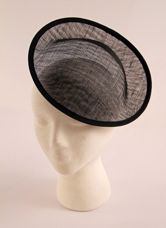 Black Large Saucer Sinamay Fascinator Hat Base for Millinery