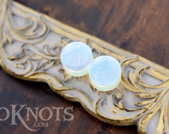 Opalite Plugs - Double Flared - 1 Pair - 6mm - 8mm - 10mm - 11mm - 12.7mm - 14mm - 16mm - 19mm - 22mm - 25mm