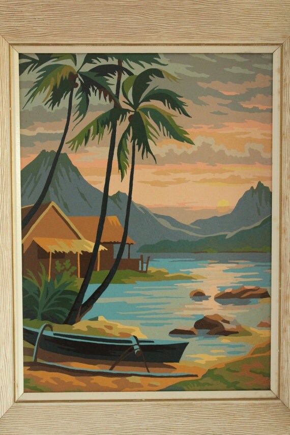 50s original PAINT by NUMBER painting with original wooden