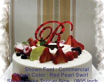 Monogram Wedding Cake Topper - 5"or 6" Beautiful Single Monogram letter Cake Topper ( Special Custom Made Initial Wedding Topper )