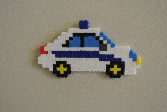 Items similar to Police Car Hama / Perler / Fuse / Melty Bead Magnet on ...