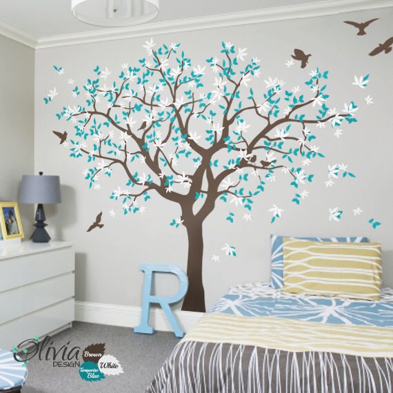 Large Family Tree Vinyl Decal With Bird By Theoliviadesign