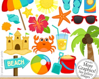 Beach Clipart - Digital Clip Art - Personal and commercial use