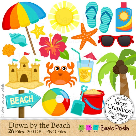 Beach Clipart Digital Clip Art Personal and commercial use