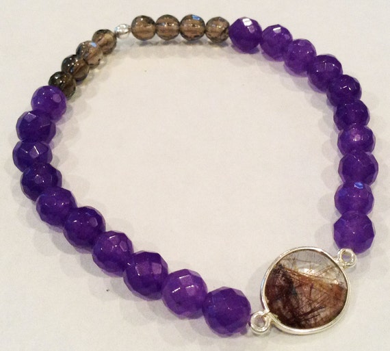 Violet JADE Bead Stretch BRACELET w/ by SummerStoneDesign on Etsy