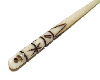 2 Carved Buffalo Bone Points- 4" long - Perfect for Jewelry Making-Rendezvous, Pow Wows, & Native American Jewelry BPT1