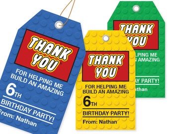 Building Block Thank You Tags - 3 Colors / Printable / Gift Tag / Personalized