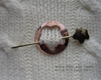 Handmade shawl pin/ barrette -Amoeba design