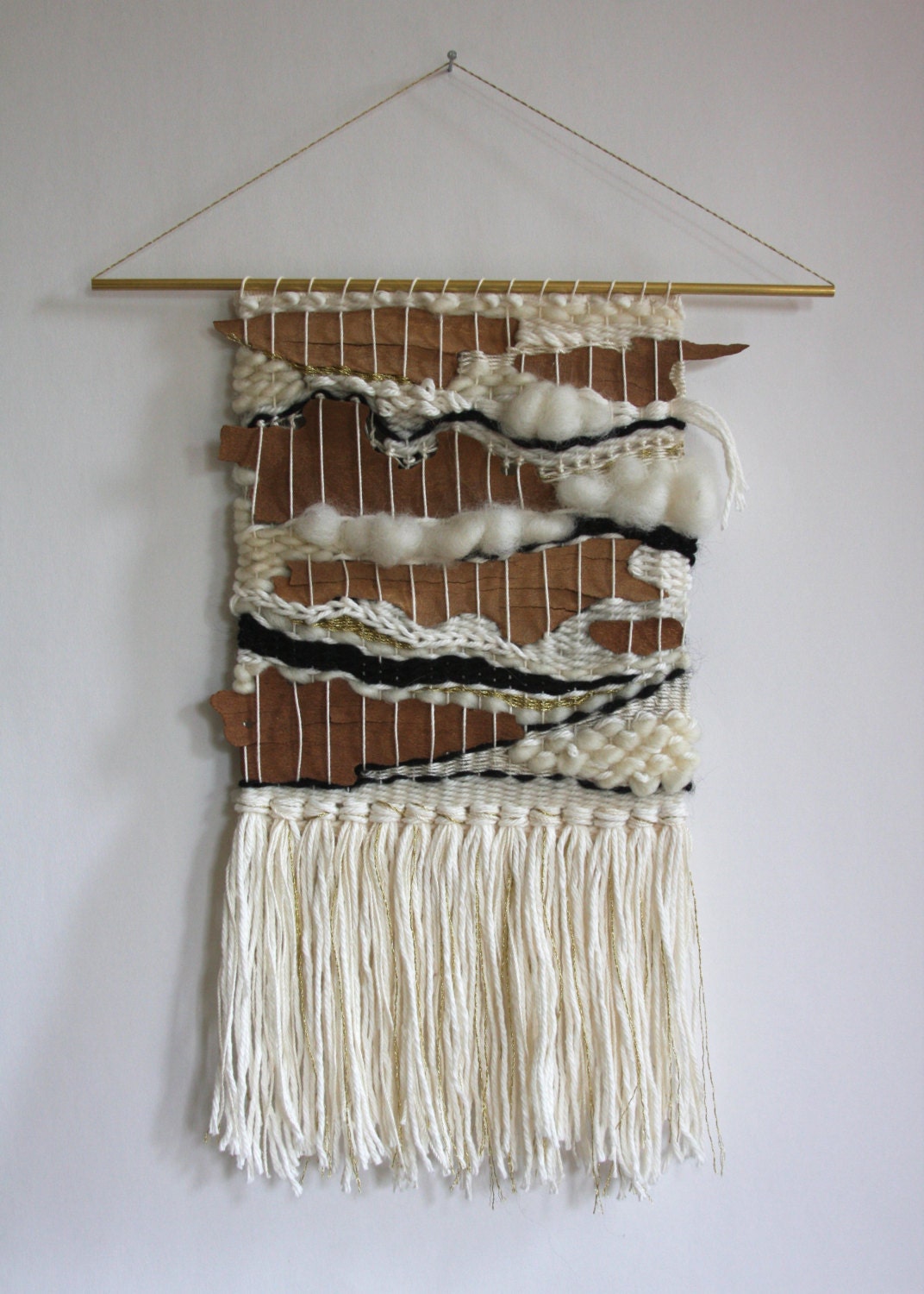 Hand Woven Wall Hanging Weaving with Natural by gatherhandwoven