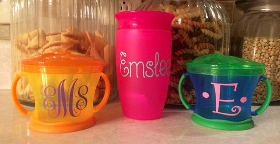 Personalized Sippy Cup / Snack Cup VINYL by SayitwithStyleVinyl