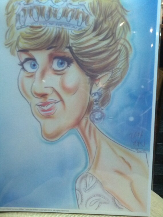 Princess Diana Airbrush Caricature Print by LeontheArtist on Etsy