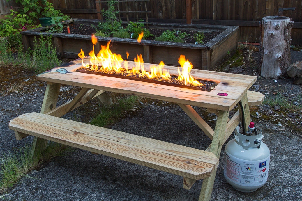 Fire Pit Picnic Table by ArsonForHire on Etsy