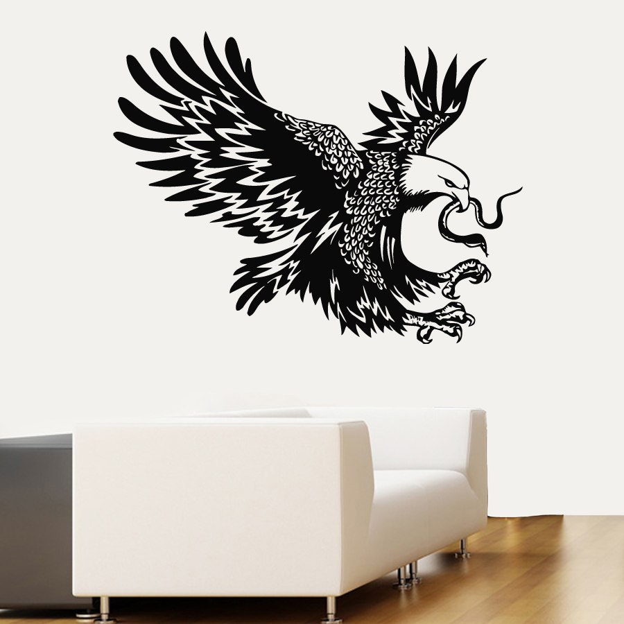 Eagle Wall Decals Flying Eagle With Snake by DecalMyHappyShop