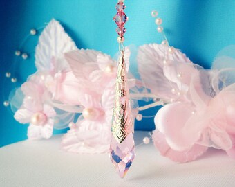 Crystal Rear View Mirror Charm Pink Car Accessories Swarovski Crystal Rearview Mirror Car Charm