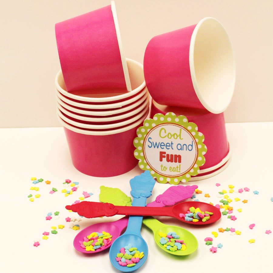 Paper Cups 15 8 Oz. Pink ICE CREAM Cups Yogurt Fruit