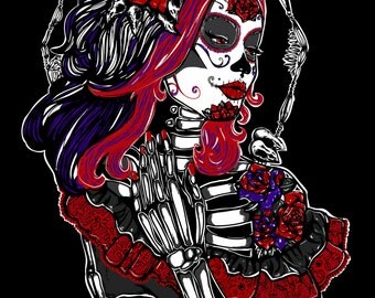 carolina satin paper art print day of the dead tattoo dia carolina satin paper art print day of the dead tattoo dia