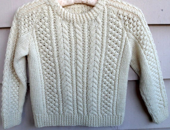Vintage Boy Sweater 8/10 Irish Cable Knit by Lachellybelly